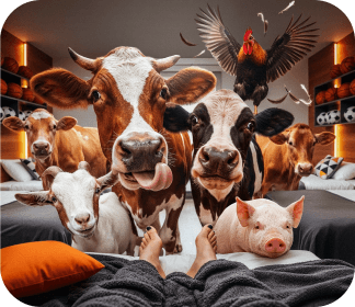 Case A Fazenda — animais na cama